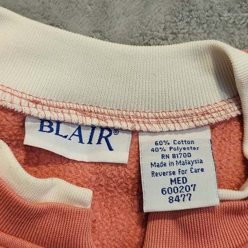Vintage Blair Sweatshirt Medium Pink Rose 1/4 Zip Granny Cottagecore Floral Cozy - Picture 2 of 9