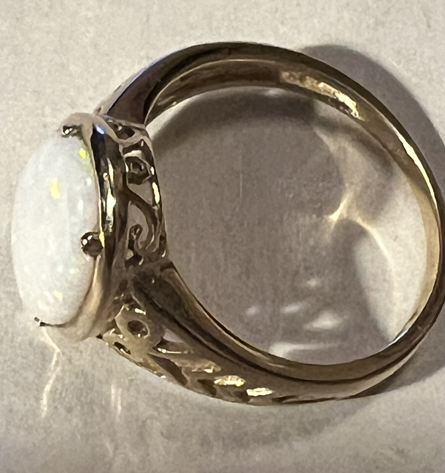 Vintage 9ct Gold 375 Opal Stone Dress Ring Retro Jewellery Jewelry Hallmarked P - Picture 4 of 13