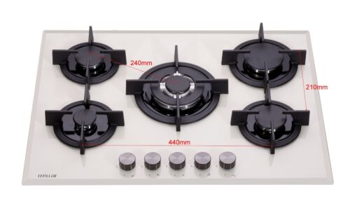 MILLAR GH7051PM 5 Burner Beige Cream Off White Built-in Gas on Glass Hob 70cm - Picture 3 of 3