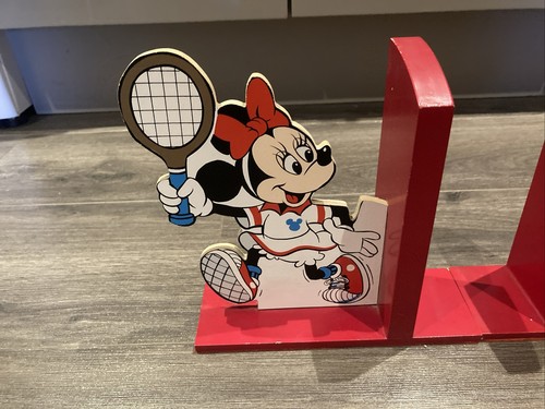 Disney Vtg Book Ends Mickey Mouse Minnie Wooden Retro Old Walt Disney Vtg - Picture 2 of 8