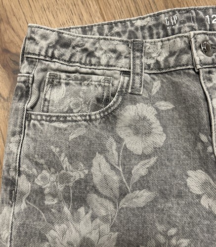 Gap Girls Mid Rise Girlfriend Gray Floral Print Jeans Adjustable Waist Sz:12 NWT - Picture 5 of 11