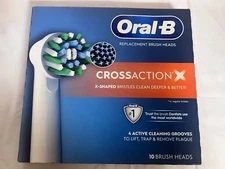 New Oral B Crossaction X Toothbrush Replacement X-Shaped Brush Heads - 10 Pack