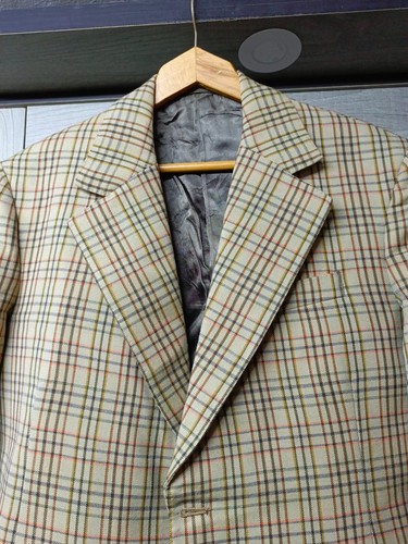 1970s vintage handtailored bespoke plaid all worsted rockabilly disco blazer 42R - Picture 3 of 8