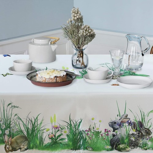 Versatile Rabbit Print Tablecloth 60x84 - Oilproof, Wrinkle-Resistant Design - Picture 9 of 9