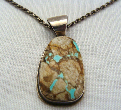 Collar de plata de ley con L.J. Colgante turquesa roca plata de ley - Imagen 3 de 10