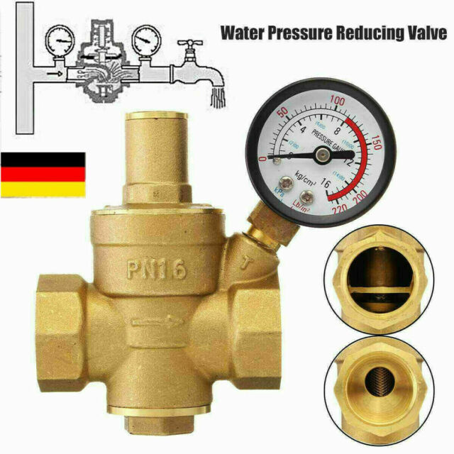 Druckminderer 3/4'' DN20 Wasser Messing Druckregler Reduzierventil Manometer DE Druckminderer 3/4'' DN20 Wasser Messing Druckregler Reduzierventil Manometer DE
