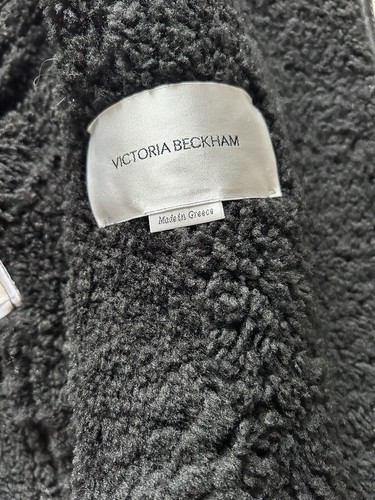 VICTORIA BECKHAM SHEARLING JACKET IN BLACK UK12. - Picture 12 of 20