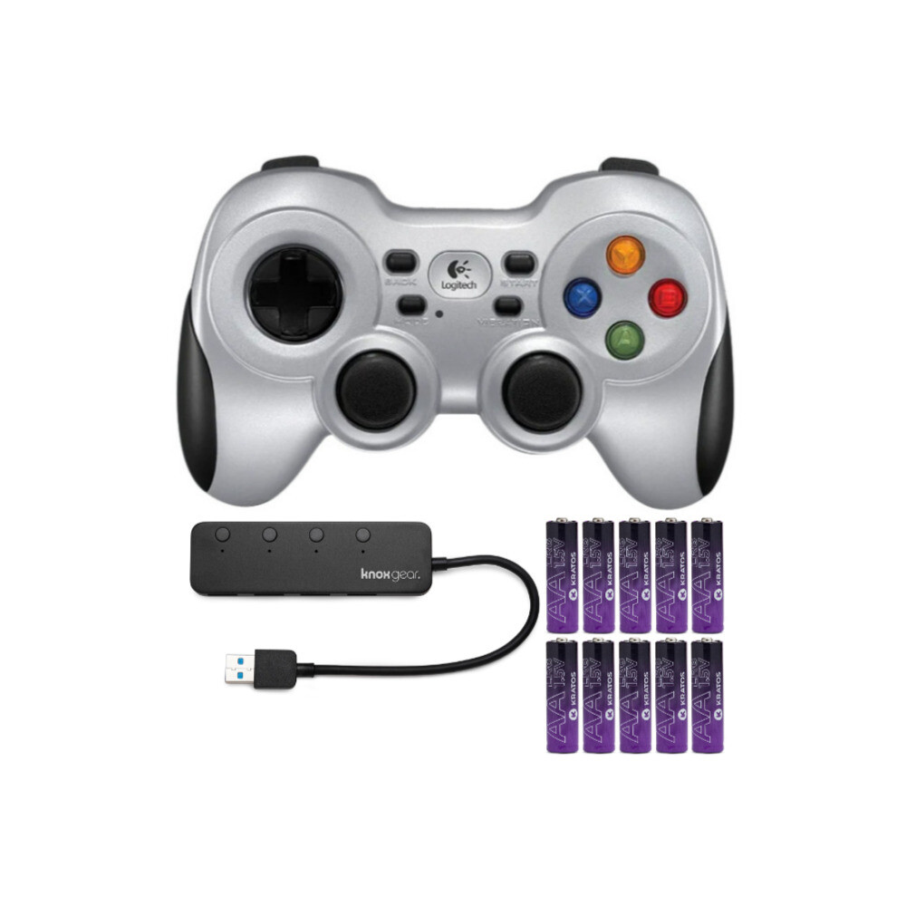 Logitech Wireless Gamepad F710 with USB 3.0 Hub and AA Batteries 