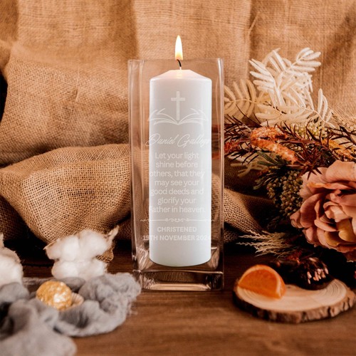 Personalised Wedding Unity Glass Vase, Candles & Holders Set - Square 10D x 25cm - Imagen 14 de 19