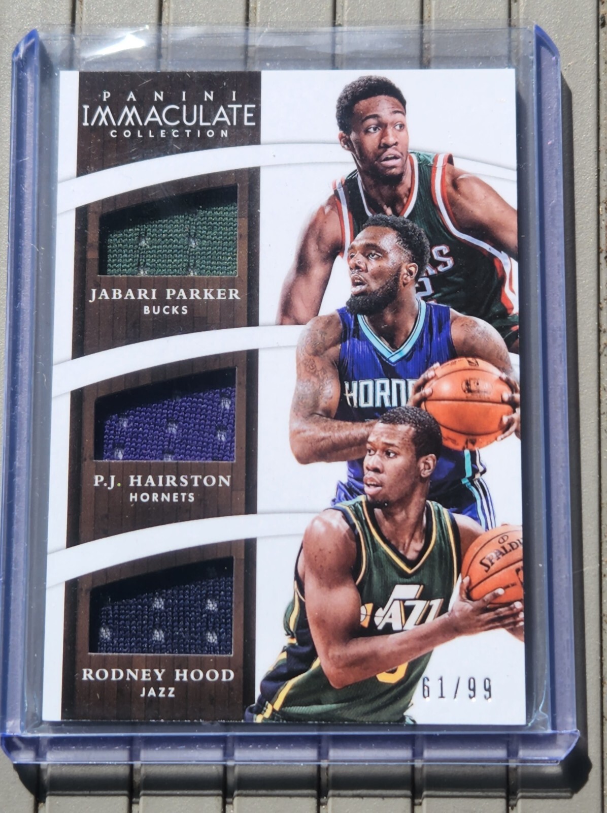 2014-15 Immaculate Collection Jabari Parker PJ Hairston Rodney Hood #T-JPR 61/99