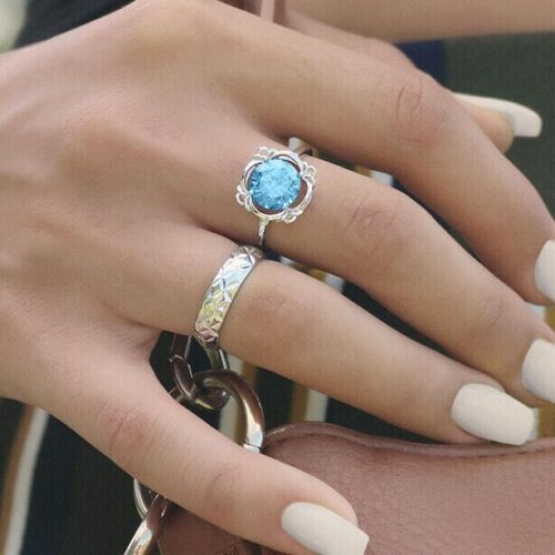 925 Massiv Sterlingsilber Rund Brillant Geburtsstein CZ Zirkonia Edelstein Ring - Bild 17 von 17