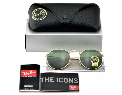 Ray-Ban Sunglasses RB3447 Round Metal Gold Frame Green Classic Lens 50mm Unisex - Picture 1 of 3