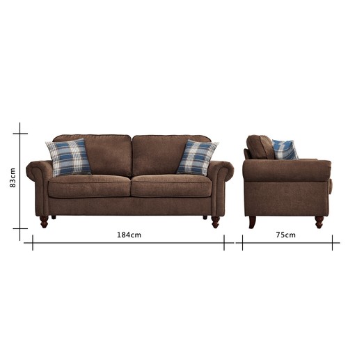 Luxury 2, 3 Seater Linen Fabric Couch Sofa Armchair with 2 Pillows Living Room - Picture 18 of 86