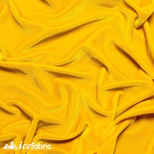 Canary Yellow Stretch Velvet Fabric By The Yard - Picture 3 of 7