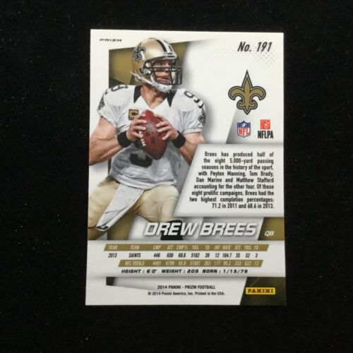 2014 Panini Prizm Green Prizm #191 Drew Brees New Orleans Saints - Imagen 2 de 2