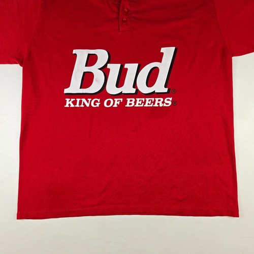 Vintage Bud Budweiser King of Beers T-Shirt Men's XL 2 Button Don Alleson 90s - Picture 5 of 9