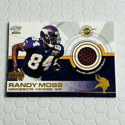 2001 Pacific Randy Moss #/99 Game Used Football Minnesota Vikings GOAT HOF