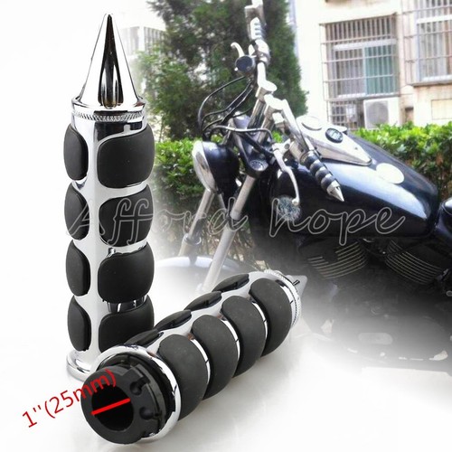 2pcs Motorcycle Hand Grips Ruber Non-slip Handlebar Throttle 1" For Harley Spike - Picture 1 of 6