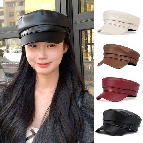 PU Leather Berets Hat Retro Painter Cap Vintage Beret Hat for Women Girls - Picture 9 of 13