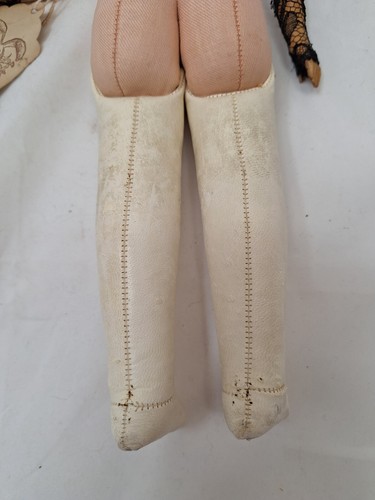 Antiker 11,5 Zoll Stoffpuppenkörper Lederbeine geschnitzte Holzarme Deutschland um 1910 - Bild 7 von 10