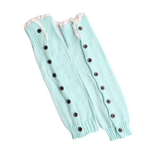 Women Lady Knitted Lace Button Boot Socks Warmer Winter Crochet Leg Stockings - Picture 8 of 19