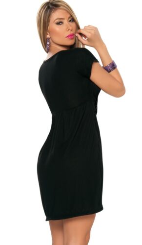 Black Sexy Women's Mini Clubwear Short sleeves Casual Sun Party Dress S M L - Picture 2 of 3