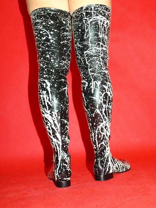 Latex 100% Promotion! flach Stiefel schwarz-Weiß 41-48 Fetisch Domina sexy Polen - Bild 3 von 3