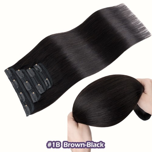 Clip de actualización en extensiones de cabello Remy humano real ruso 4 piezas cabeza completa resaltado - Imagen 22 de 45