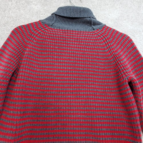 J.Crew Crewcuts Sweater Boys 12 Red Gray Striped Knit Shawl Collar Raglan Sleeve - Picture 9 of 13