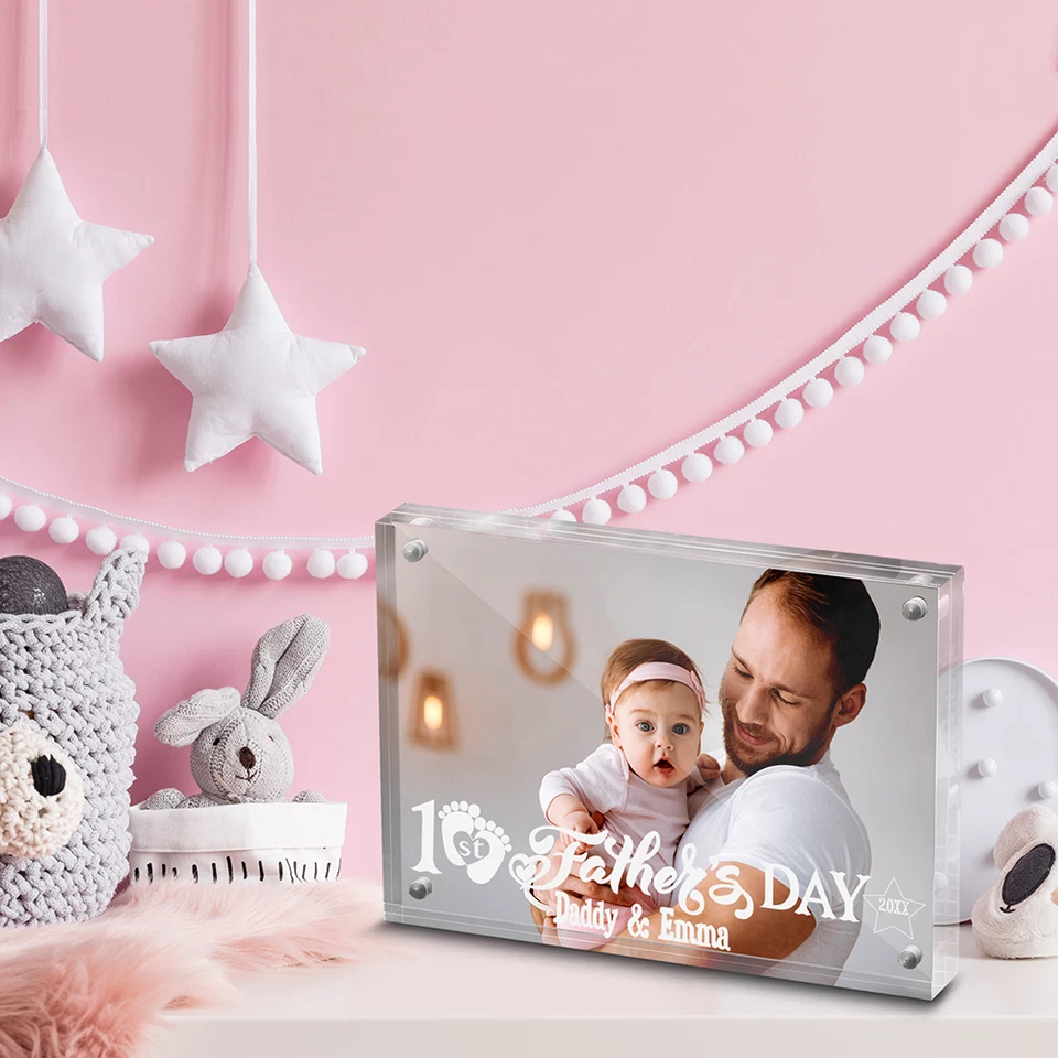 PERSONALIZE-First Father's  Day-Daddy and Me-Dad and Baby-Acrylic Picture Frame - Image 4 of 4