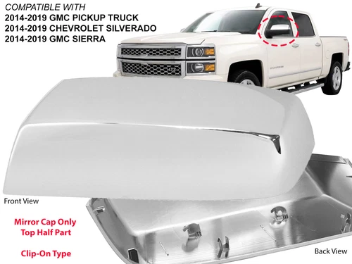 For Mirror Chrome Cap Cover 2014-2019 SILVERADO SIERRA Driver Left Side 22889519