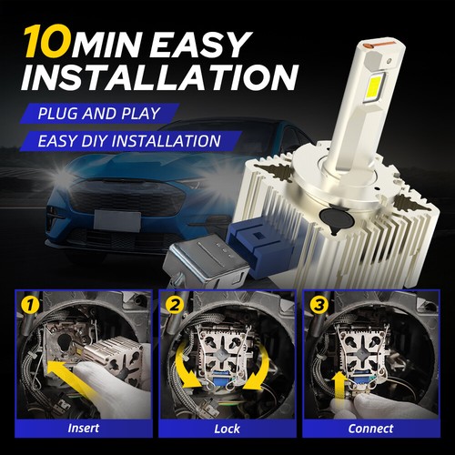 2X LED Headlight Bulbs High Low Beam Bright White Xenon Replace D1S D1R US EXC - Picture 7 of 11