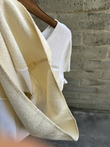 Vintage Le Dalmas Knit Dress Short Sleeve Shirt Cream Made in Italy Creme - Picture 8 of 9