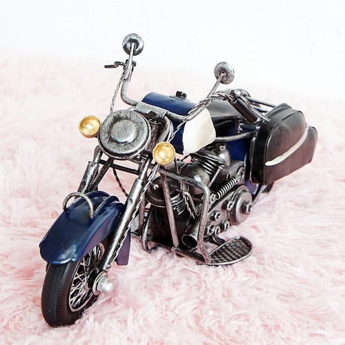 Vintage Handmade Motorcycle Model Toy Metal Motorbike Schulpture Home Bar Decor - Foto 20 di 24