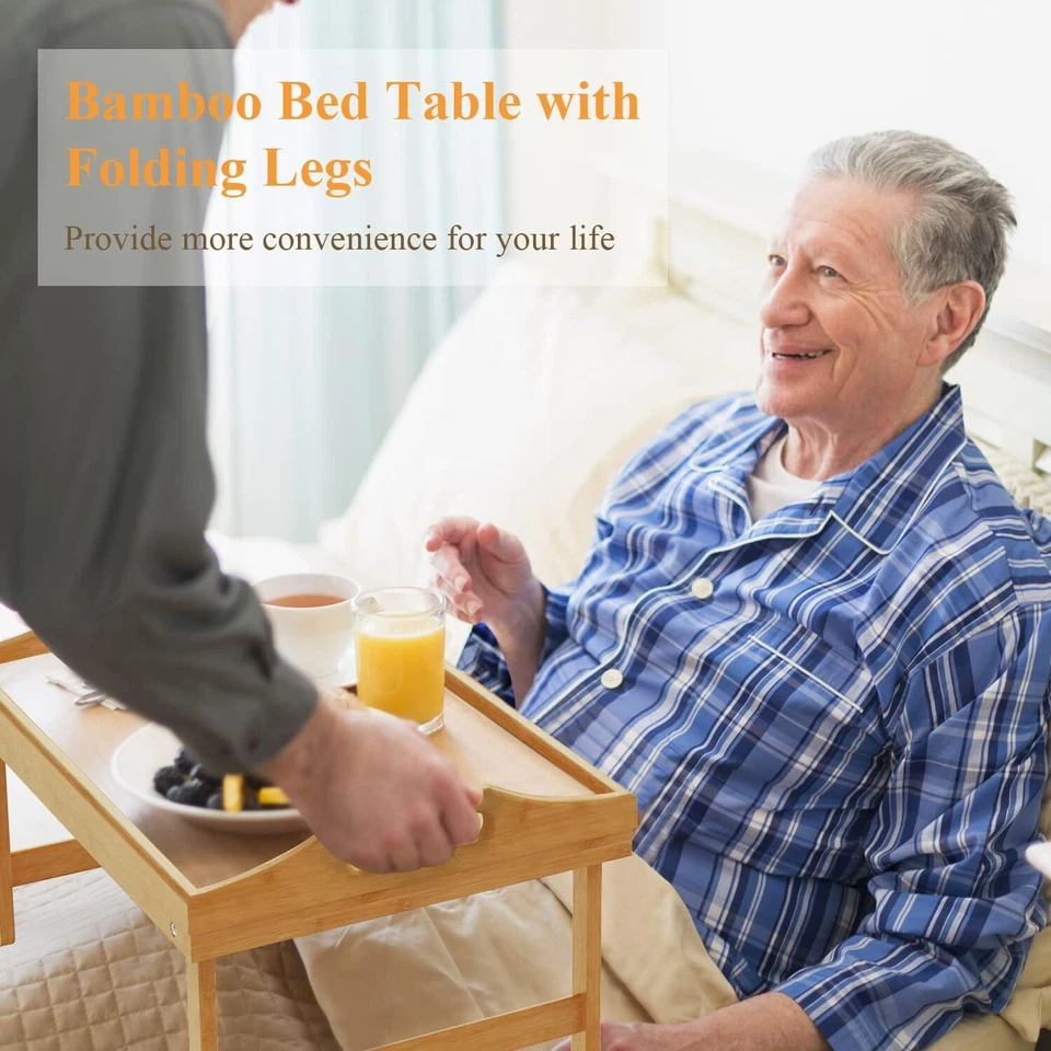 Paquete de 2 bandejas de desayuno en la cama para comer, bandeja de mesa de cama de 16,92 x 12,6 pulgadas  Foto 2 de 4