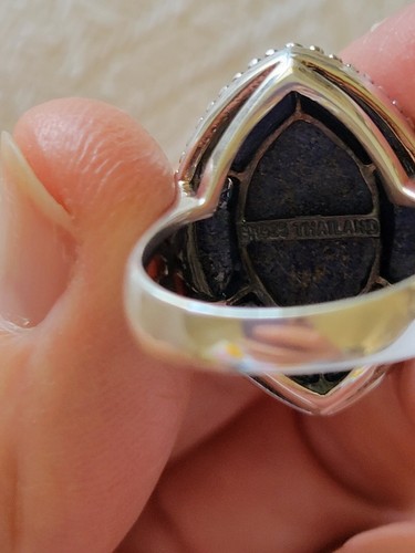 VTG SALLY C TREASURES SX STERLING MOSAIC LAPIZ LAZULI SCROLLED STERLING RING (8) - Picture 6 of 10