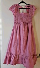 Boohoo Pink Dress Size 10 Ruffled Broderie Anglaise Boho 100% Cotton 