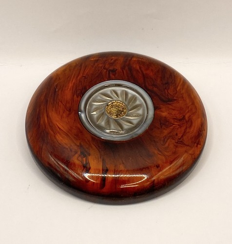 Vintage Root Beer Bakelite Button Large Circle Round Brown Swirl Pattern - Picture 3 of 5