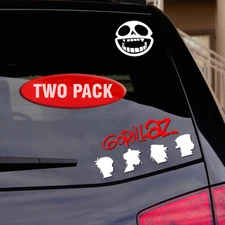 Gorillaz Band Vinyl Decals - TWO PACK - One of each: Skull & Band Name