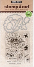 Hello Daisy & Bugs Hero Arts Clear Stamp & Cut Thin Metal Die Set DC219 NEW!