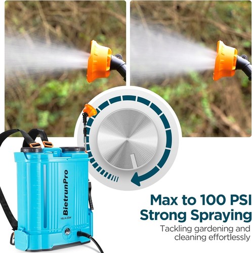 Backpack Sprayer 4 Gallon with Mixer, 100 PSI Powerful Pressure Pump Battery Pow - Picture 7 of 9