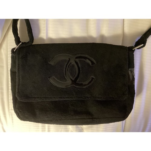 Chanel Precision Flap Bag Crossbody Black Plush Silver Logo - Picture 8 of 8