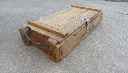 Vintage Wooden Military Crate Ammunition For Cannon With Smoke Projectile - Picture 7 of 12