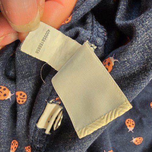 Sonoma Ladybug Shirt Womens Extra Large Button Down Navy Blue Novelty Roll Tab - Picture 16 of 17