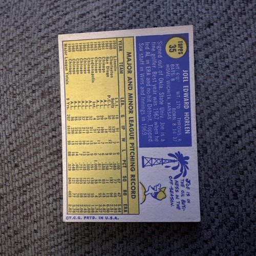 1970 Topps - #35 Joe Horlen Ext+++/NN - Picture 2 of 2