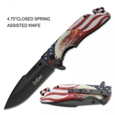 4.75" CLOSED FOLDER. 3D AMERICAN EAGLE DESIGN ABS HANDLE WITH CLIP