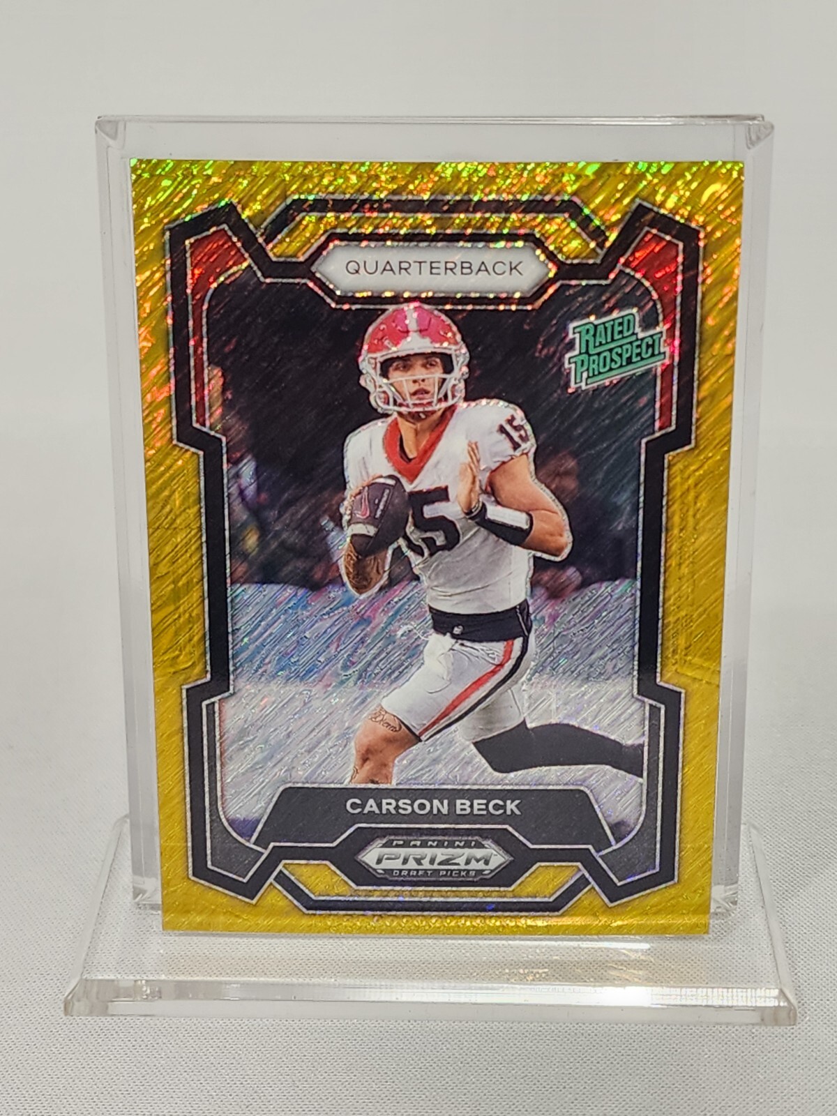 2024 Panini Prizm Draft Picks Carson Beck Rated Prospect Gold Shimmer /15 #130