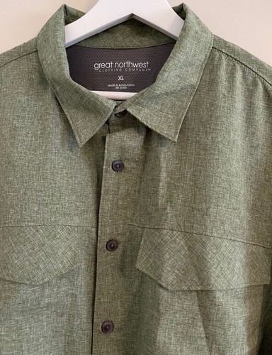 GREAT NORTHWEST CLOTHING CO MEN'S XL GREEN SHIRT, ROLL TAB SLEEVES, NWOT - Picture 2 of 8