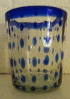 Beautiful Hand Blowen Drink Glass with Cobalt Blue Dots and Rim