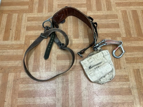 Bashlin Climbing Belt Size D23 Leather Pole Arborist Lineman Tool strap canvas - Picture 2 of 20